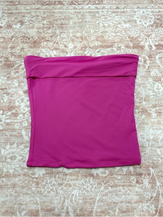 Tops - Fitted Pink Tube Crop Top